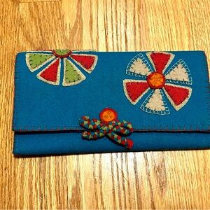 Shira Leah Handcrafted Teal Floral Clutch